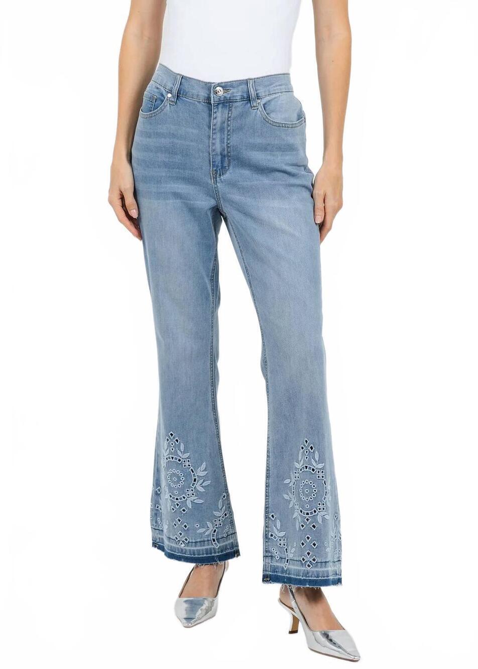 NEW OUI embroidered boot cut jeans in blue - Picture 3 of 6